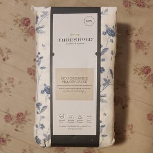 Threshold White and Blue Floral Pillowcases